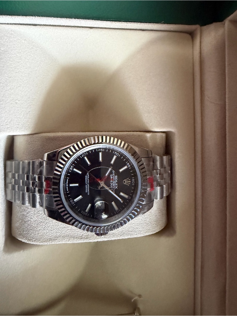 Rolex Men's Stainless Steel Black Dial Watch